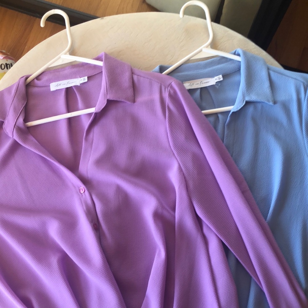 Purple and Blue Button-Up Blouses